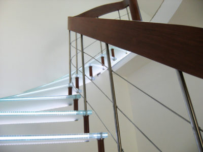 glass stairs with LED interlayer