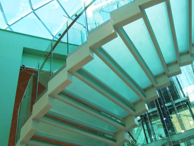 glass staircase with laminated glass