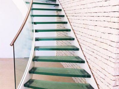 glass stairs made of bespoke toughened laminated glass