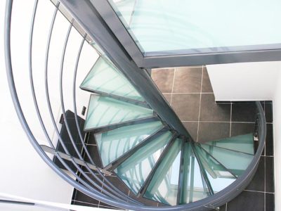 curved glass staircase