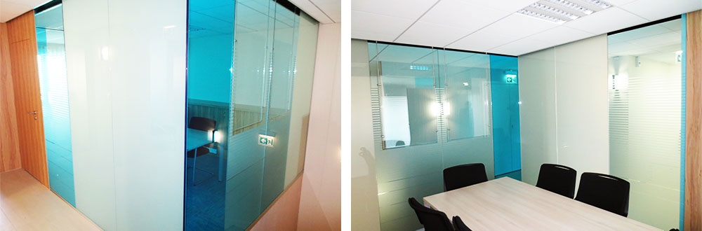 glass partition made of color laminated glass