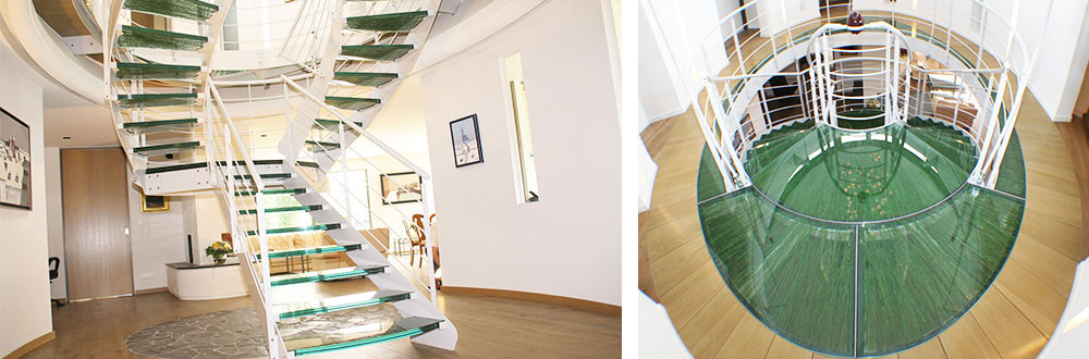glass stairs laminated glass synthetic grass interlayer