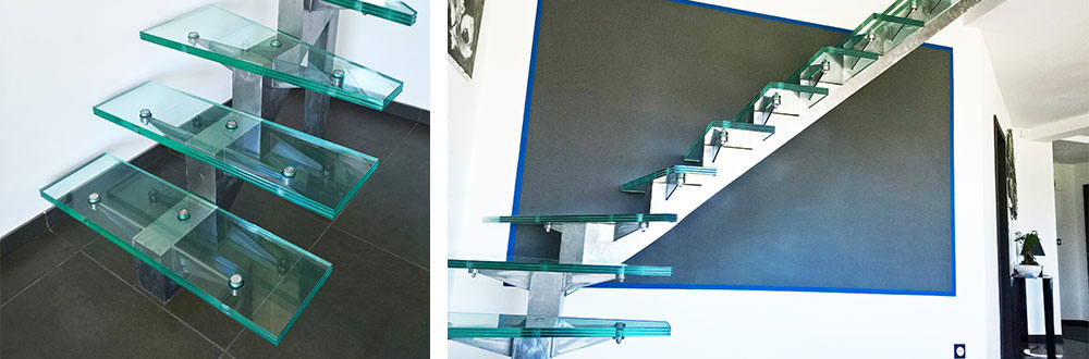 glass stairs made of toughened laminated glass