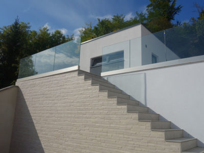 glass railing with sabco profile