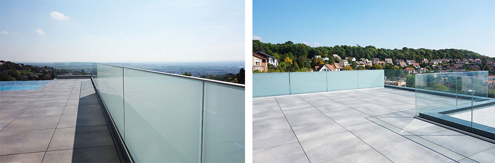 glass railing with opale toughened laminated glass