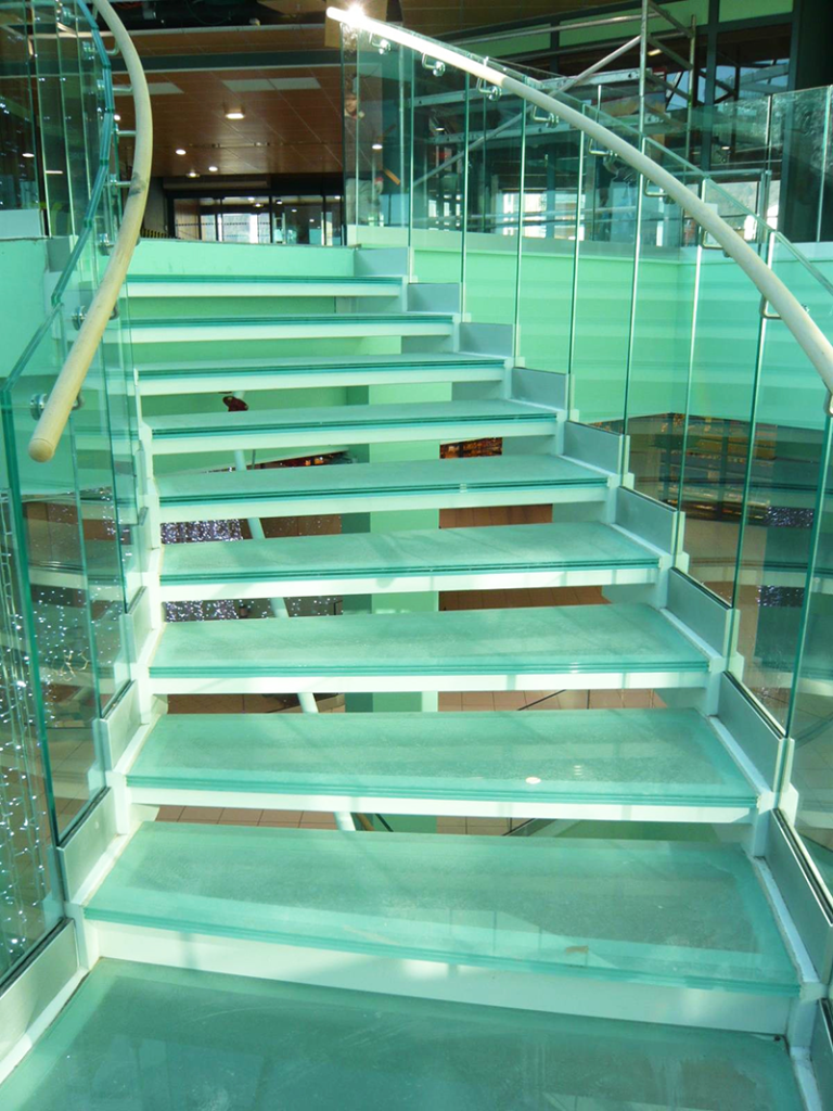 glass stairs, glass railing