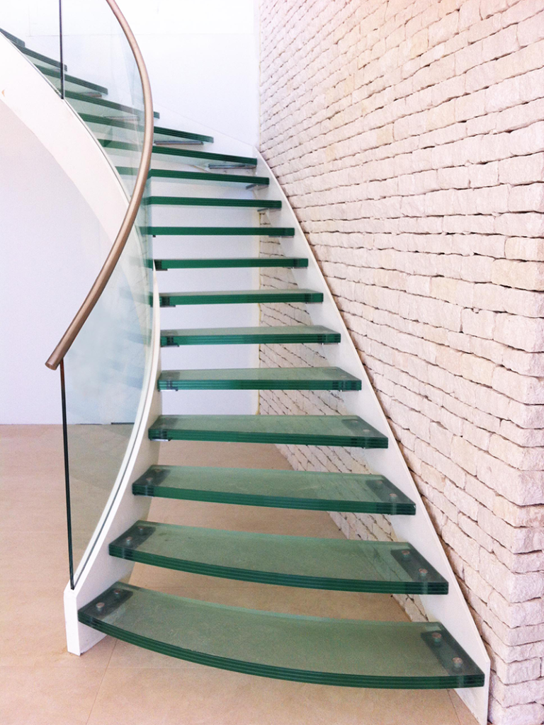glass stairs, glass railing