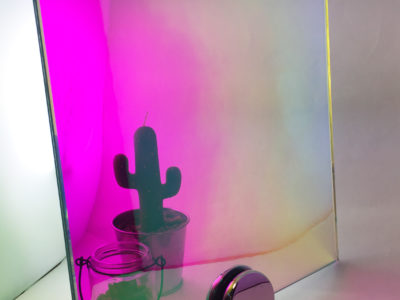 pink dichroic decorative laminated glass