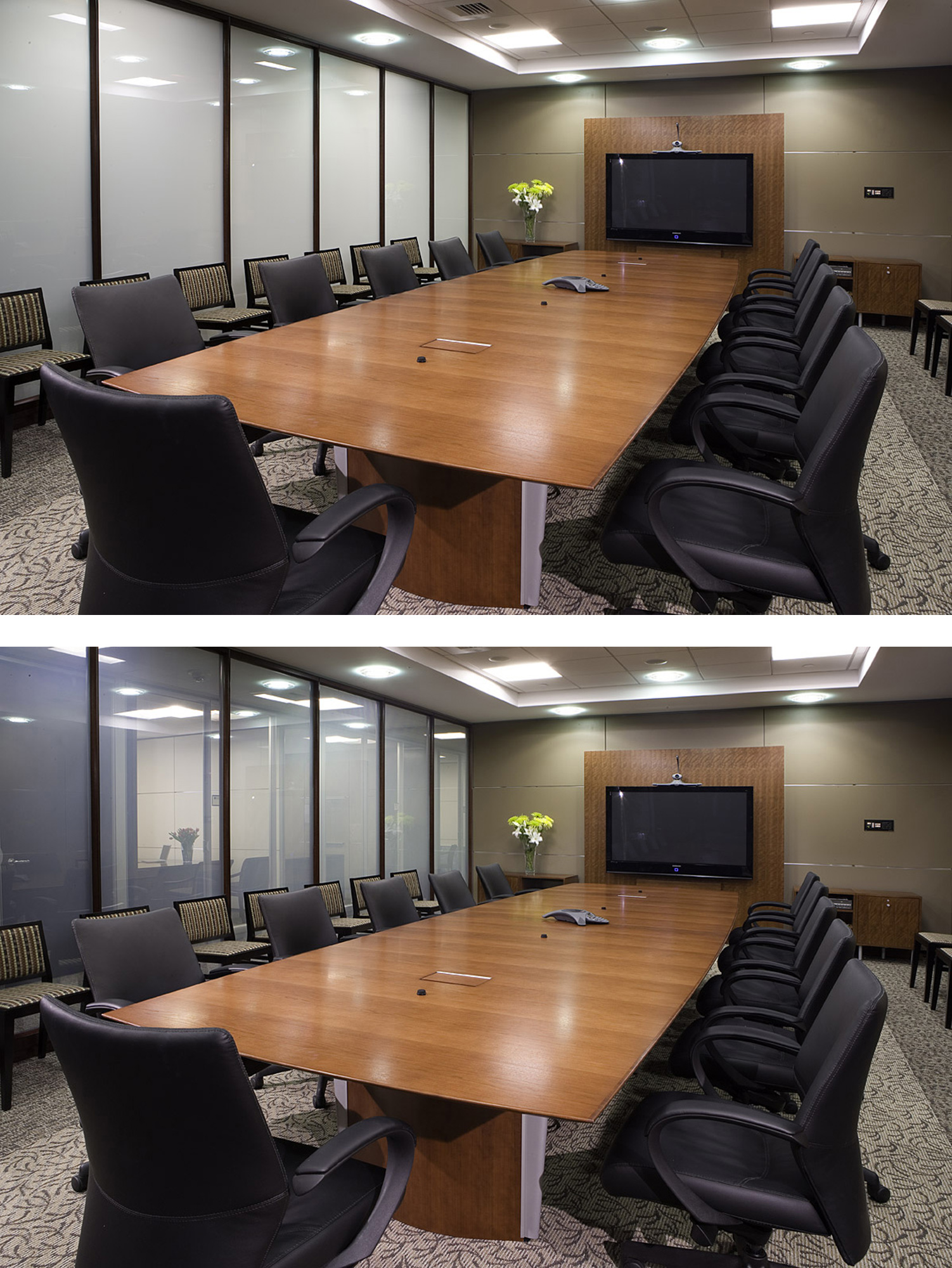 Intelligent glass switchable glass meeting room