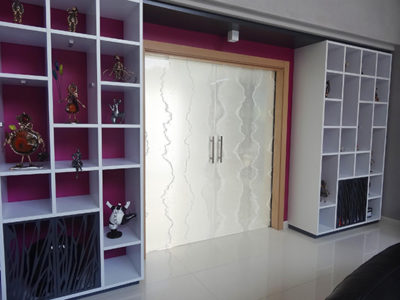 decorative laminated glass door