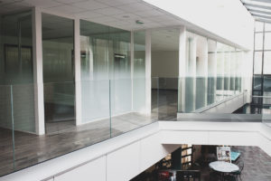 interior glass railing on profile 